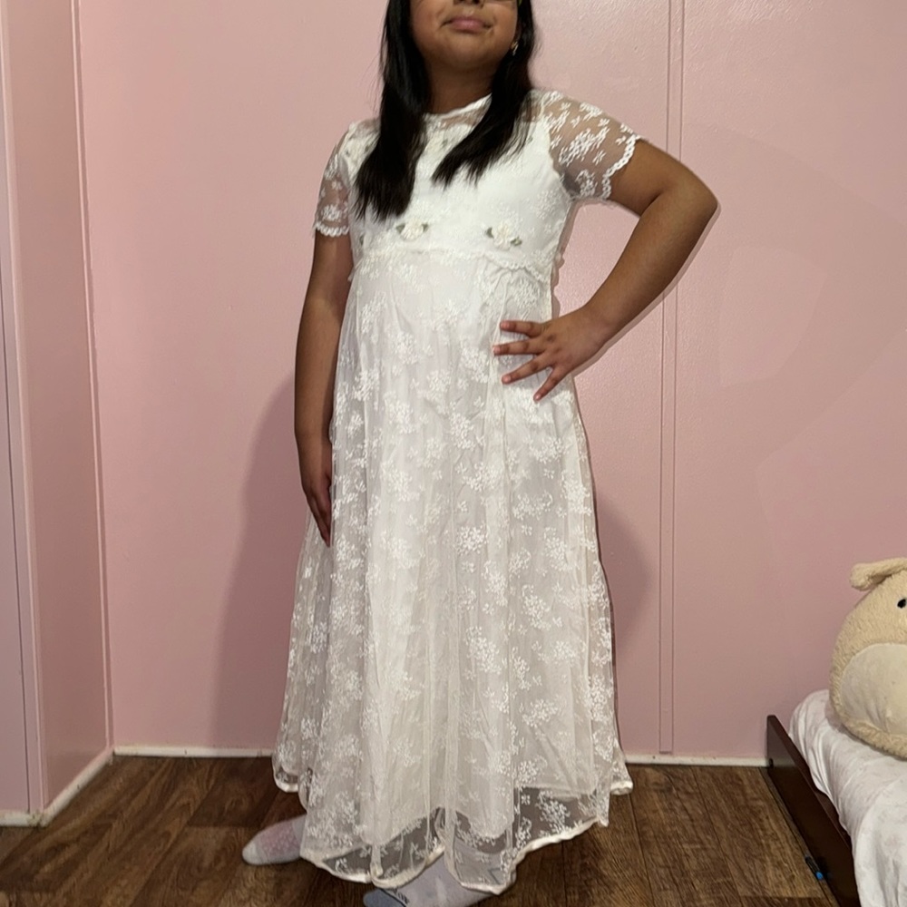 This is a kids girls formal dress